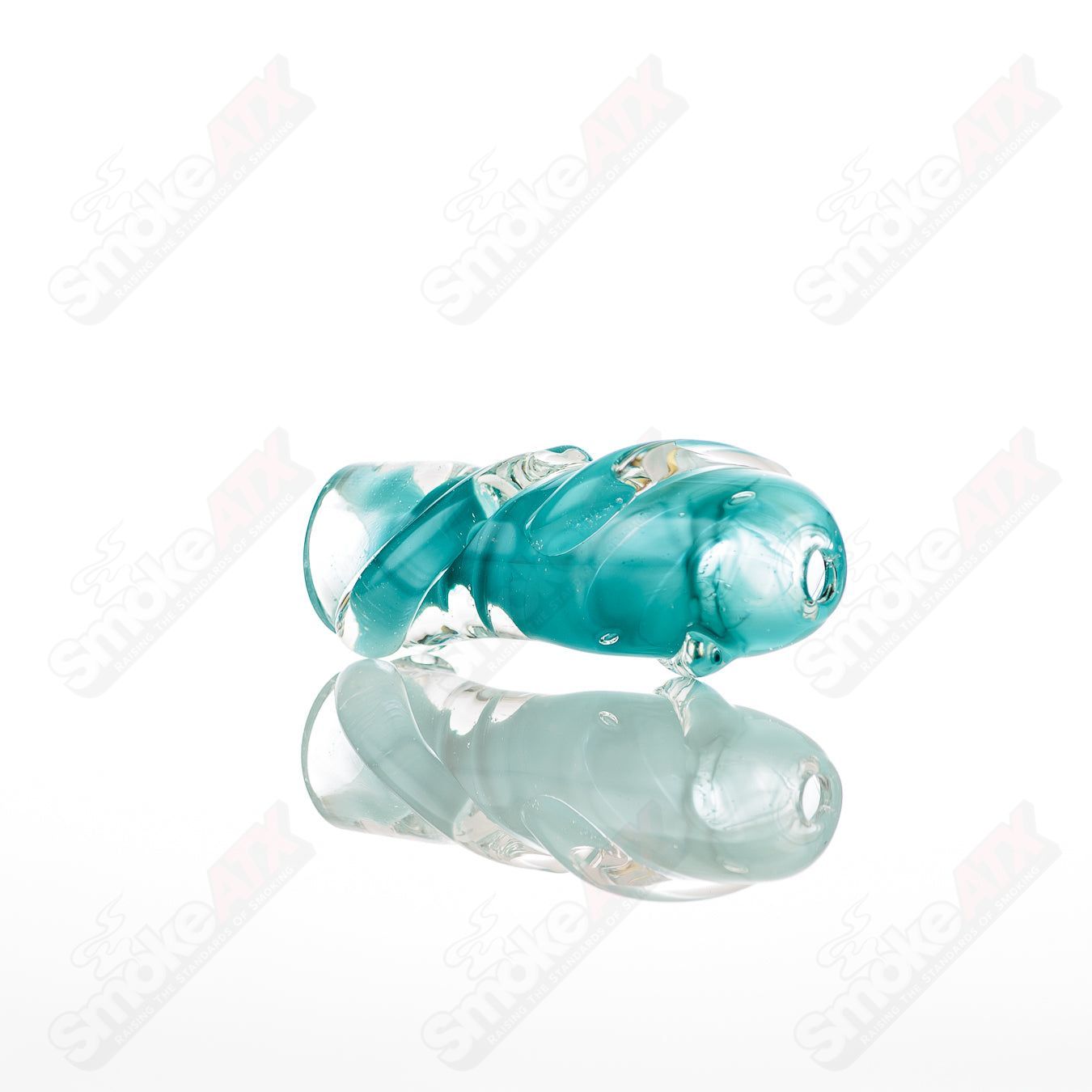 Large glass chillum by Nobody, features clear glass design and compact shape, ideal for portable use.
