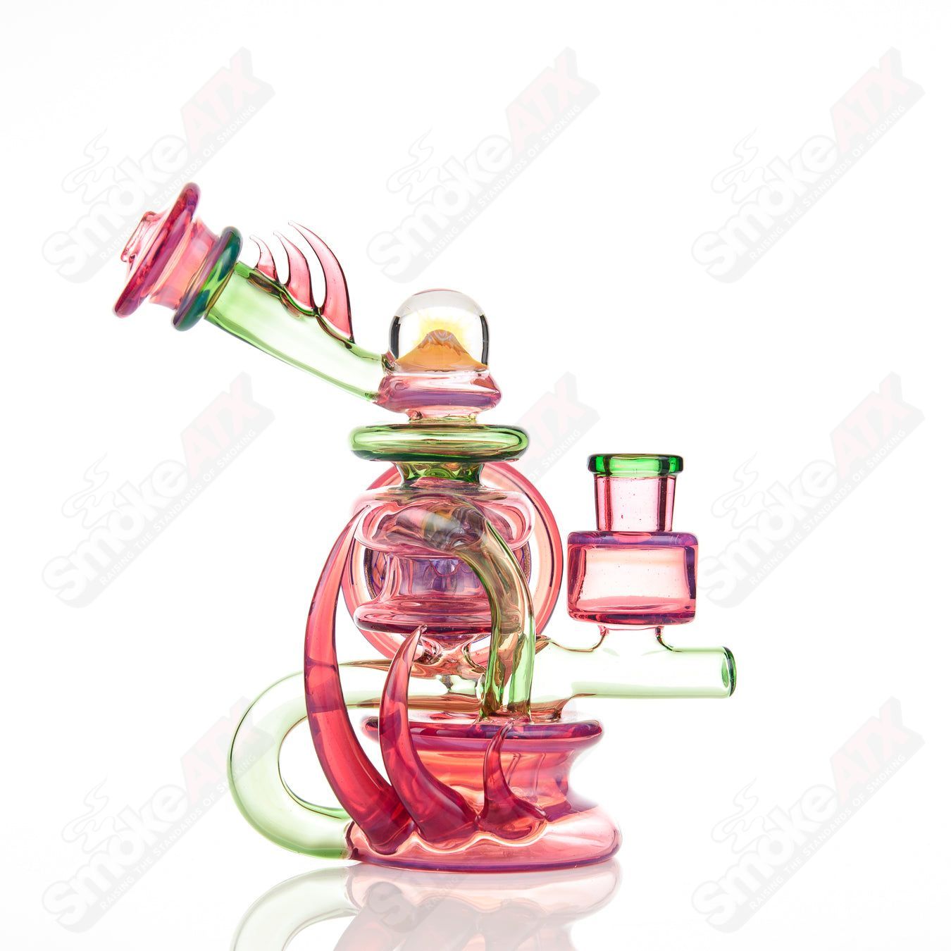 Freeek Glass 3 Terpcycler Rig, a heady recycler glass piece with intricate design and clear glass detailing.