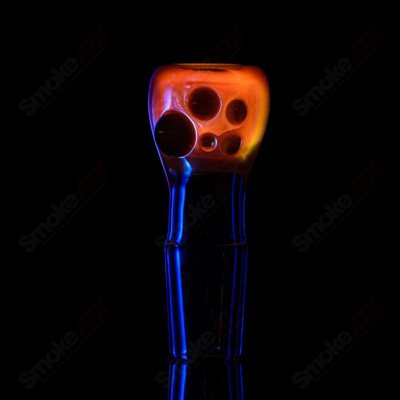Colorful Dustorm Glass 18mm push slide bowl, full color glass bowl for smoking, detailed close-up.