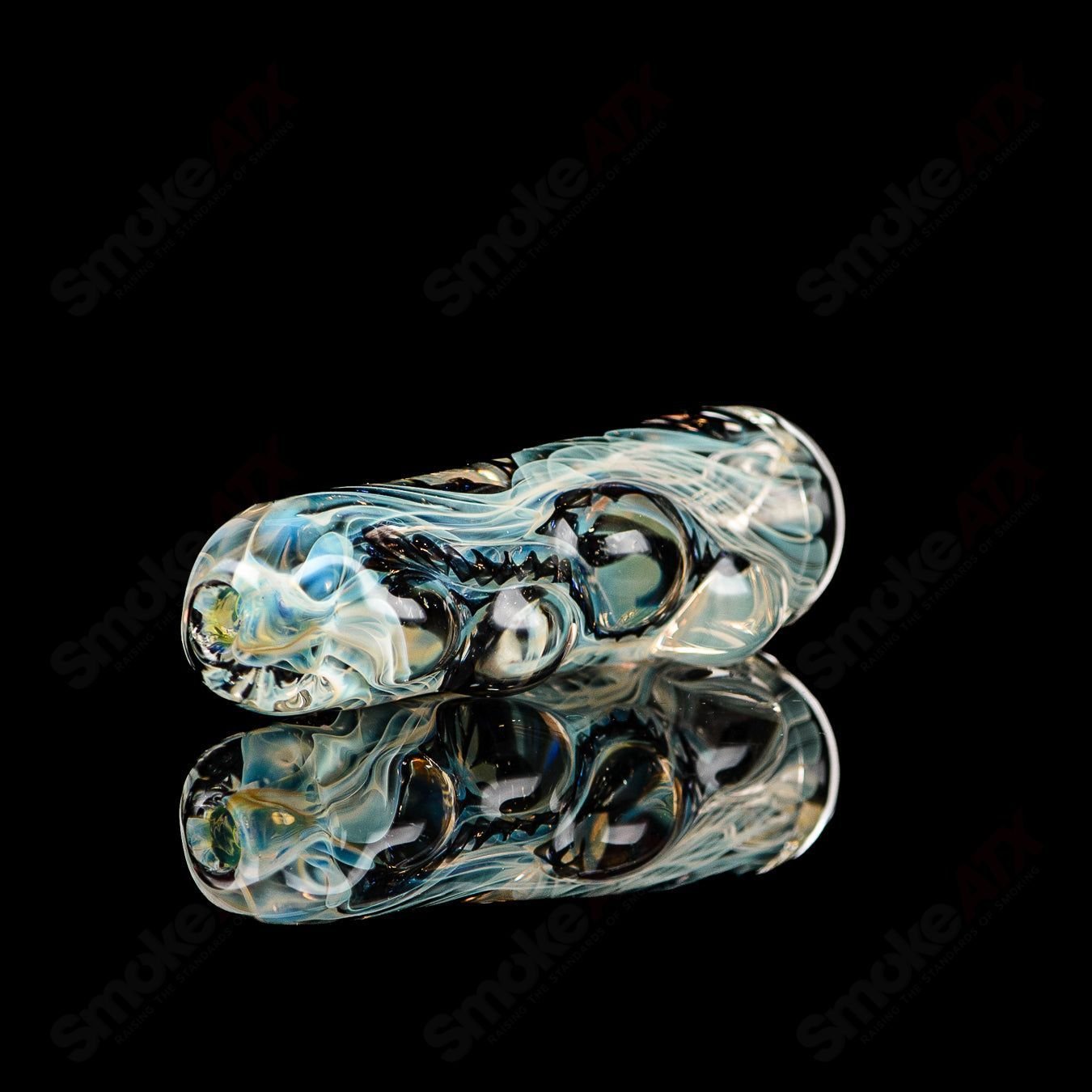 Texas Hot Glass #30 Taster Chillum glass pipe, clear hot glass with a straight tube design and rounded mouthpiece.