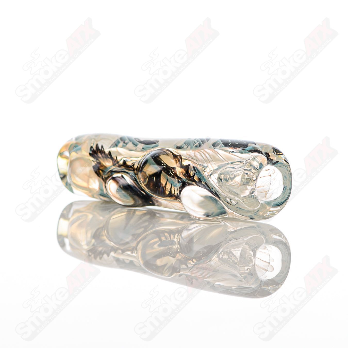 Clear glass chillum pipe from Texas Hot Glass with a #30 Taster design, featuring a smooth, rounded mouthpiece and compact shape.