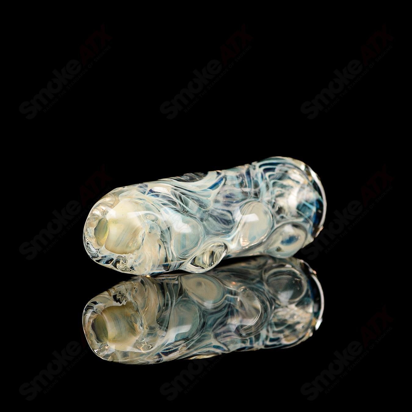 Texas Hot Glass 32 Taster Chillum glass pipe with clear glass and compact design for discreet smoking enjoyment.