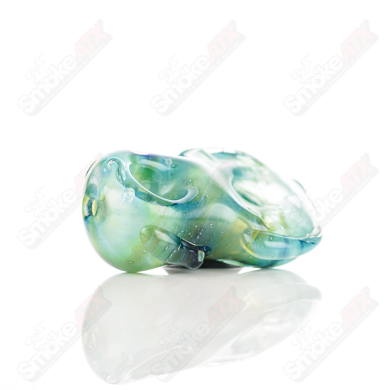 Glass Goddess Pipe by Nobody, clear glass pipe with intricate goddess design, ideal for smooth smoking experiences.