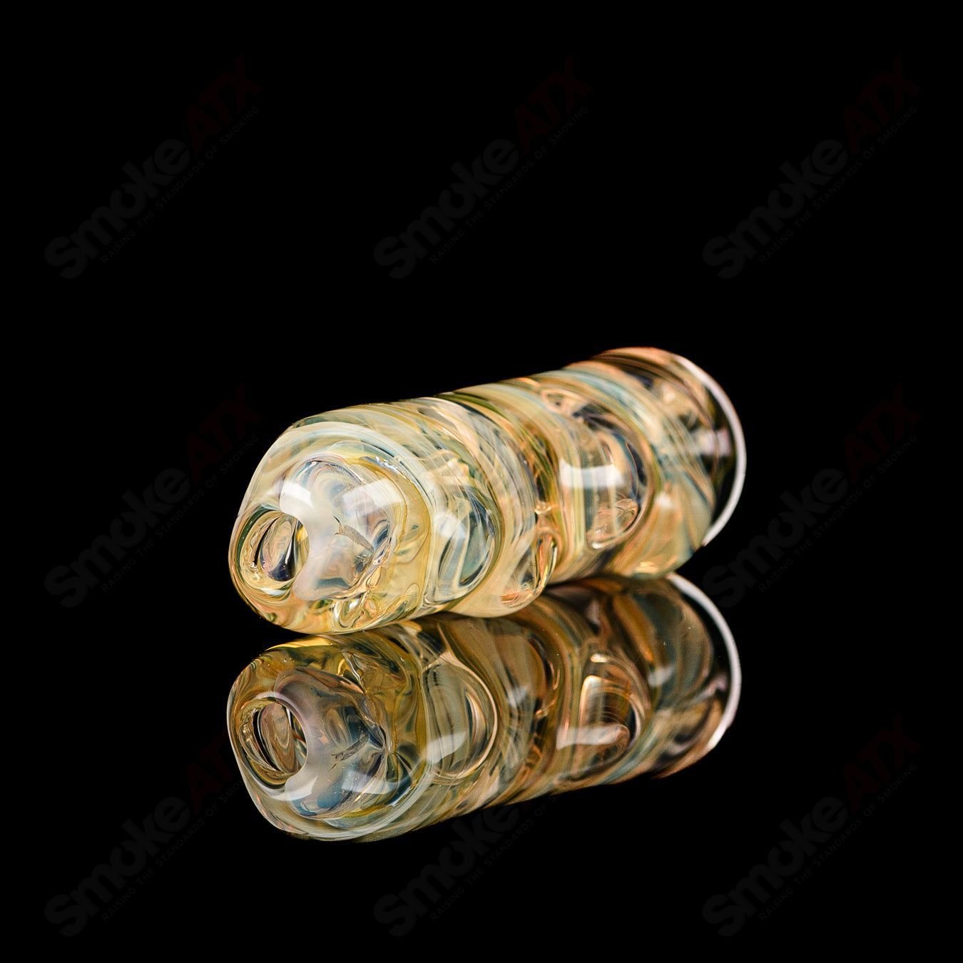 Texas Hot Glass Taster #36 Chillum glass pipe showing a clear glass design with a smooth bowl and straight stem.
