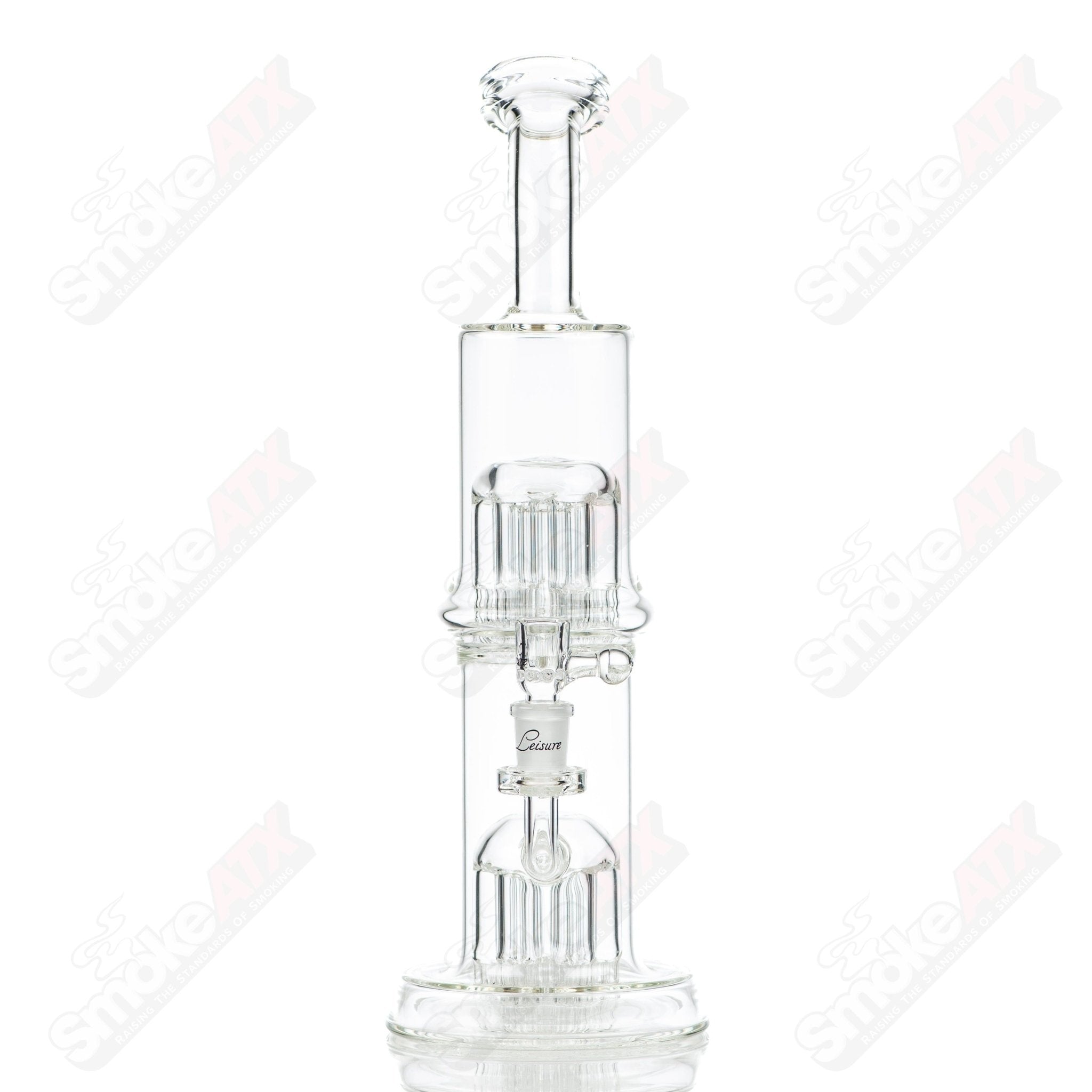 Leisure Glass 36/36 Flower Tube straight glass water pipe with colorful flower design and clear glass construction.