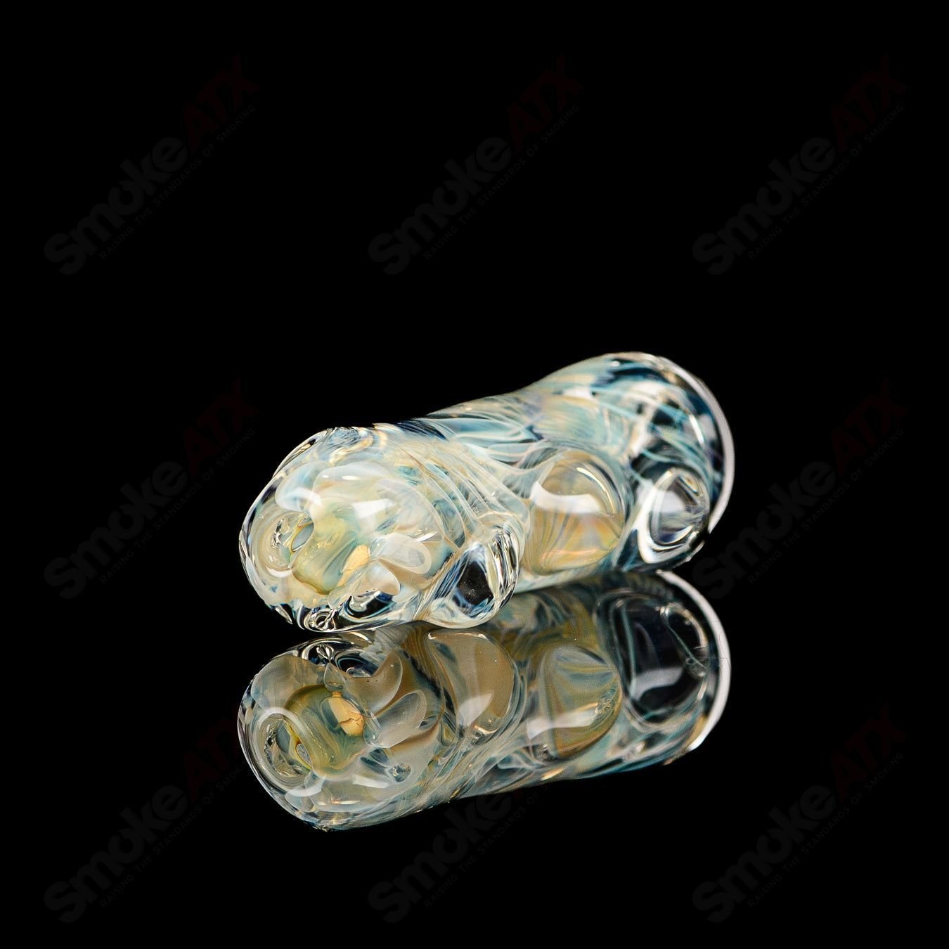 Texas Hot Glass #37 Taster Chillum, clear glass smoking pipe with a compact, ergonomic design for easy handling and use.