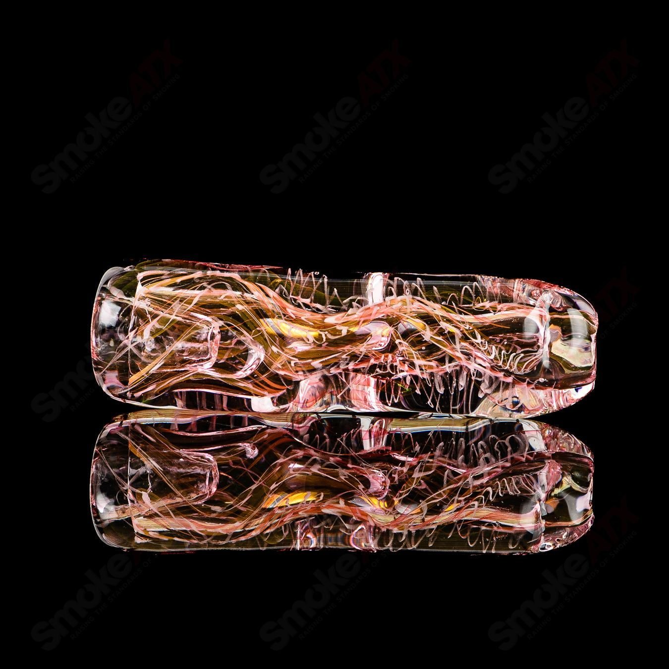 Texas Hot Glass #38 Taster Chillum glass for smoking, clear glass with compact shape and detailed design.