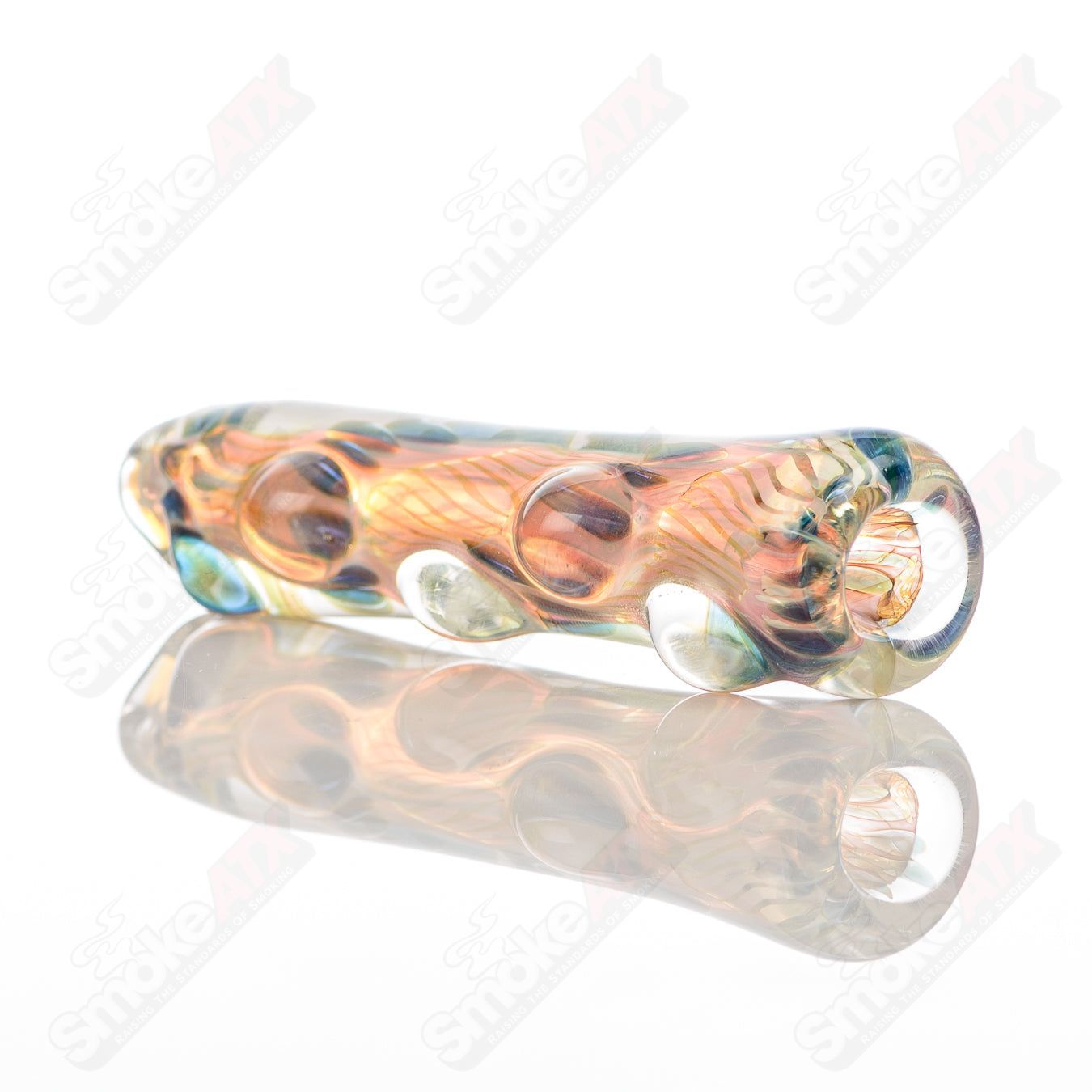 Texas Hot Glass Taster #39 Chillum glass pipe with clear glass construction and smooth mouthpiece for smoking enjoyment.