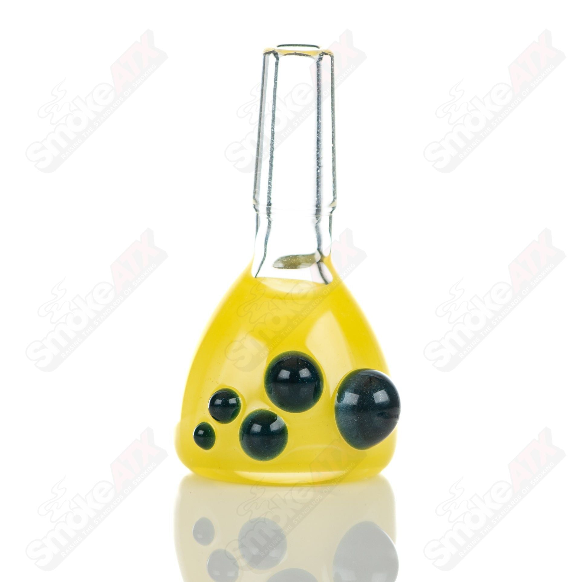 Colorful 10mm push slide bowl by Dustorm Glass, made of durable glass for smoking or display purposes.