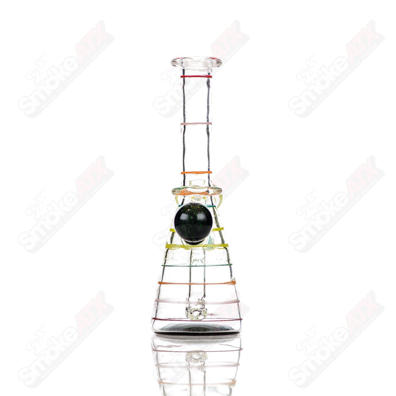 Dustorm Glass UV Secret Double Rainbow Tube waterpipe, 14mm diameter, vibrant rainbow design, clear glass with colorful accents.