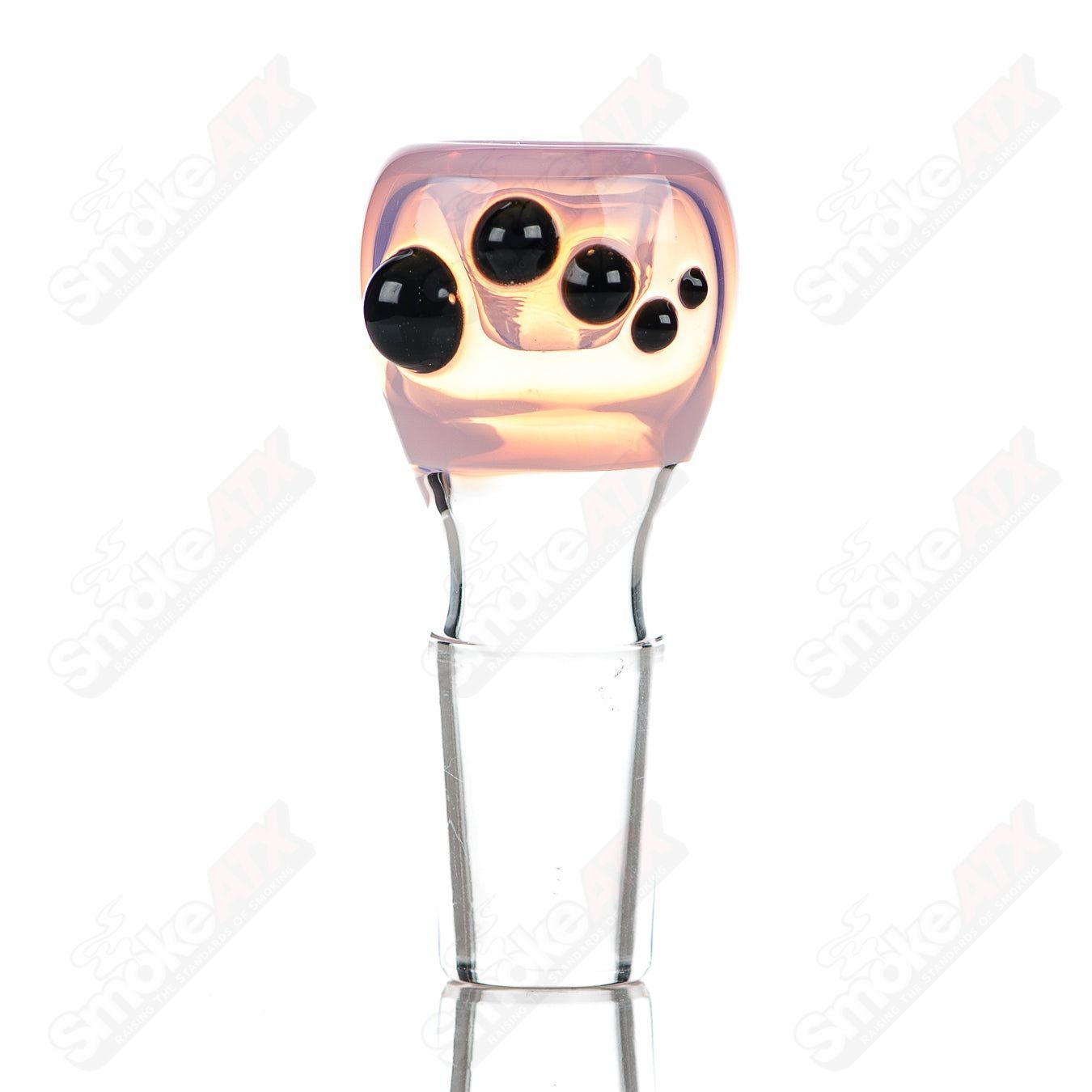 Colorful Dustorm Glass 18mm push slide bowl, full color design, clear glass with vibrant accents, for smoking accessories.