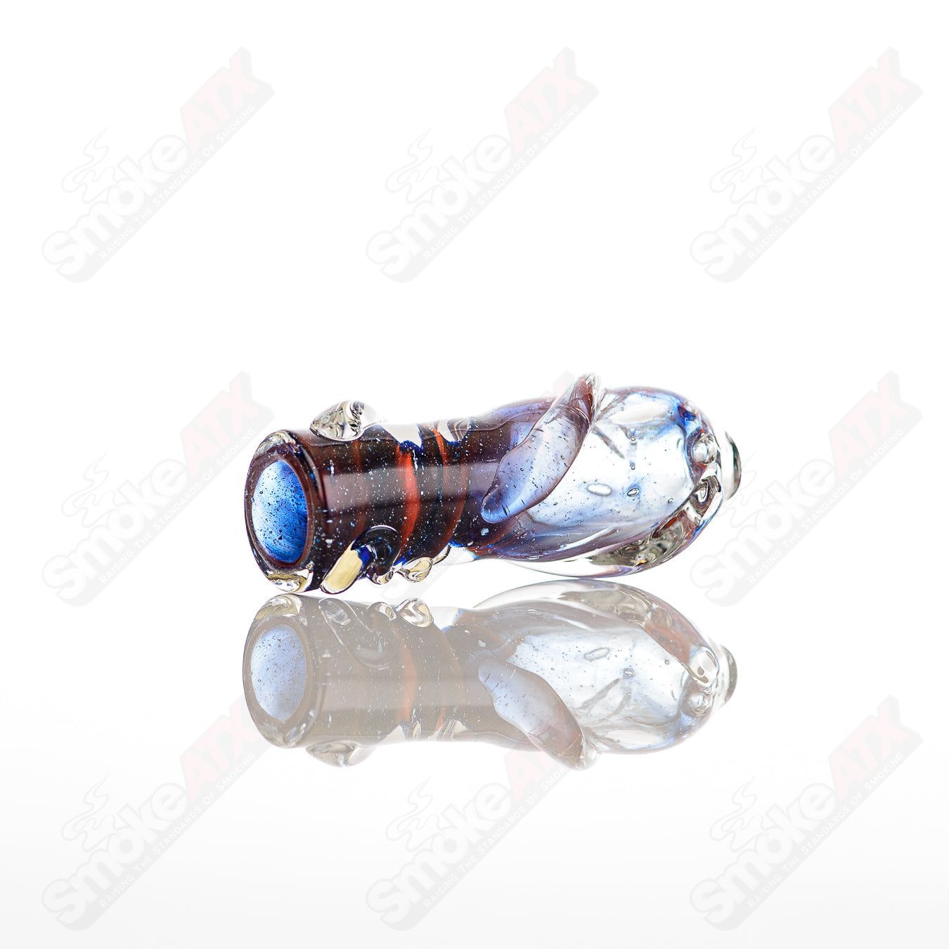 Large Glass Chillum by Nobody, transparent glass pipe with simple design, perfect for discreet use.