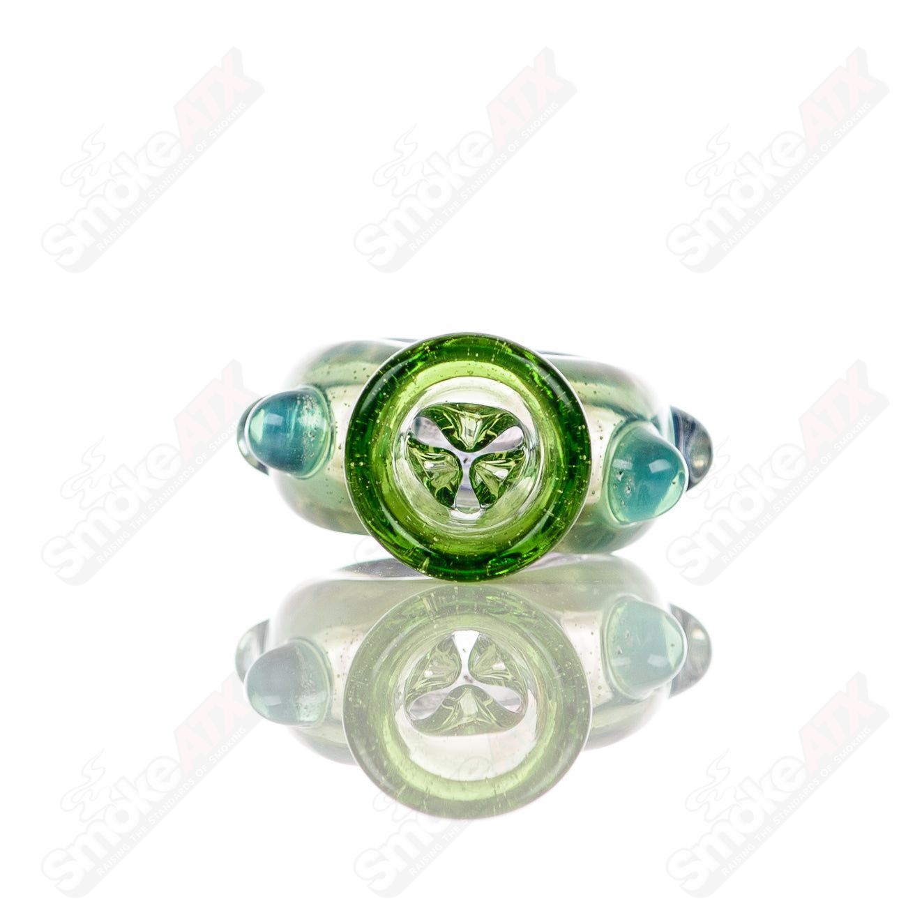 Large glass Donut Chillum by Baby Dabs, featuring a colorful donut design, used for smoking concentrates.