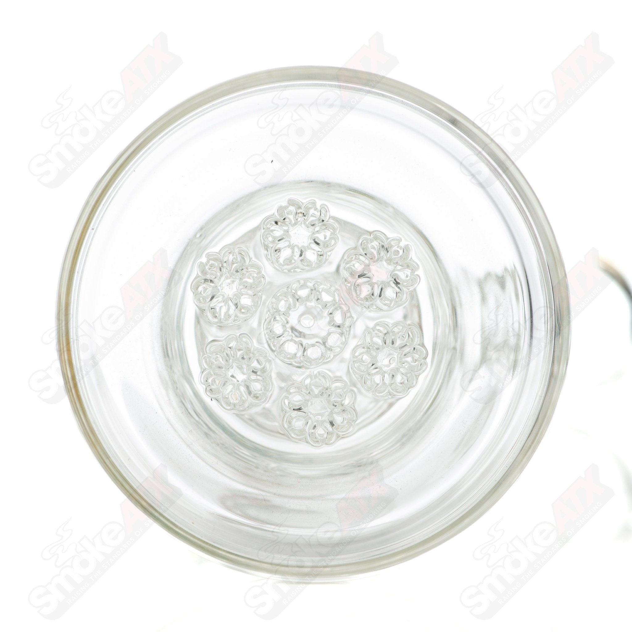 Leisure Glass Rasta 44 Mag bubble glass bubbler with colorful Rasta design and clear glass body.