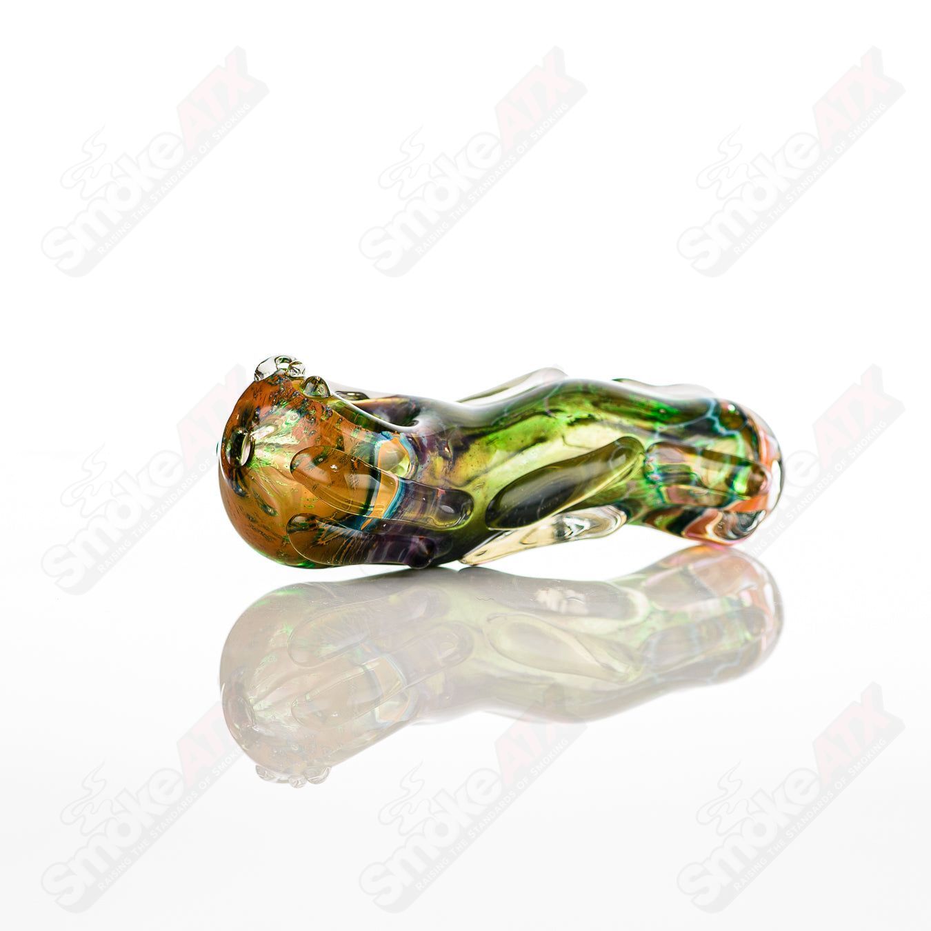 Glass pipe, #4 Spoon Glass by Nobody, clear glass with a rounded bowl and elongated stem, designed for smoking.