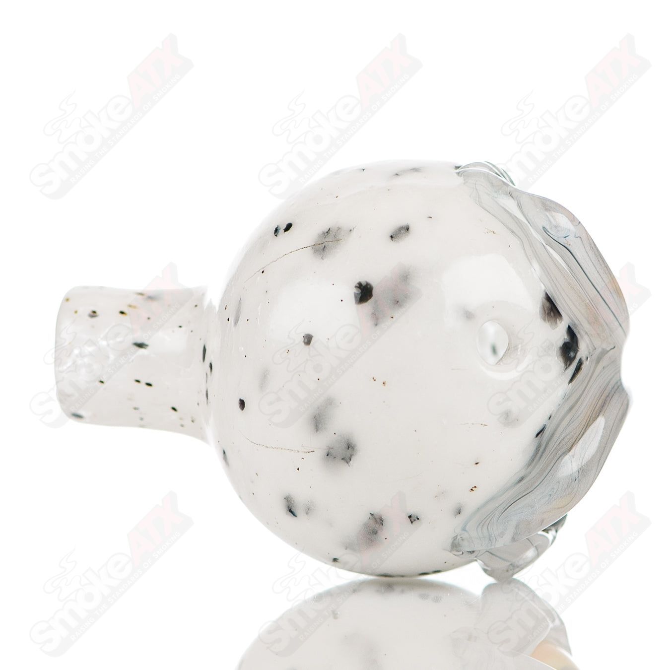 Glass #4 Spotted Owl Carb Cap by Four Winds Flameworks, featuring a detailed spotted owl design for dab rigs.
