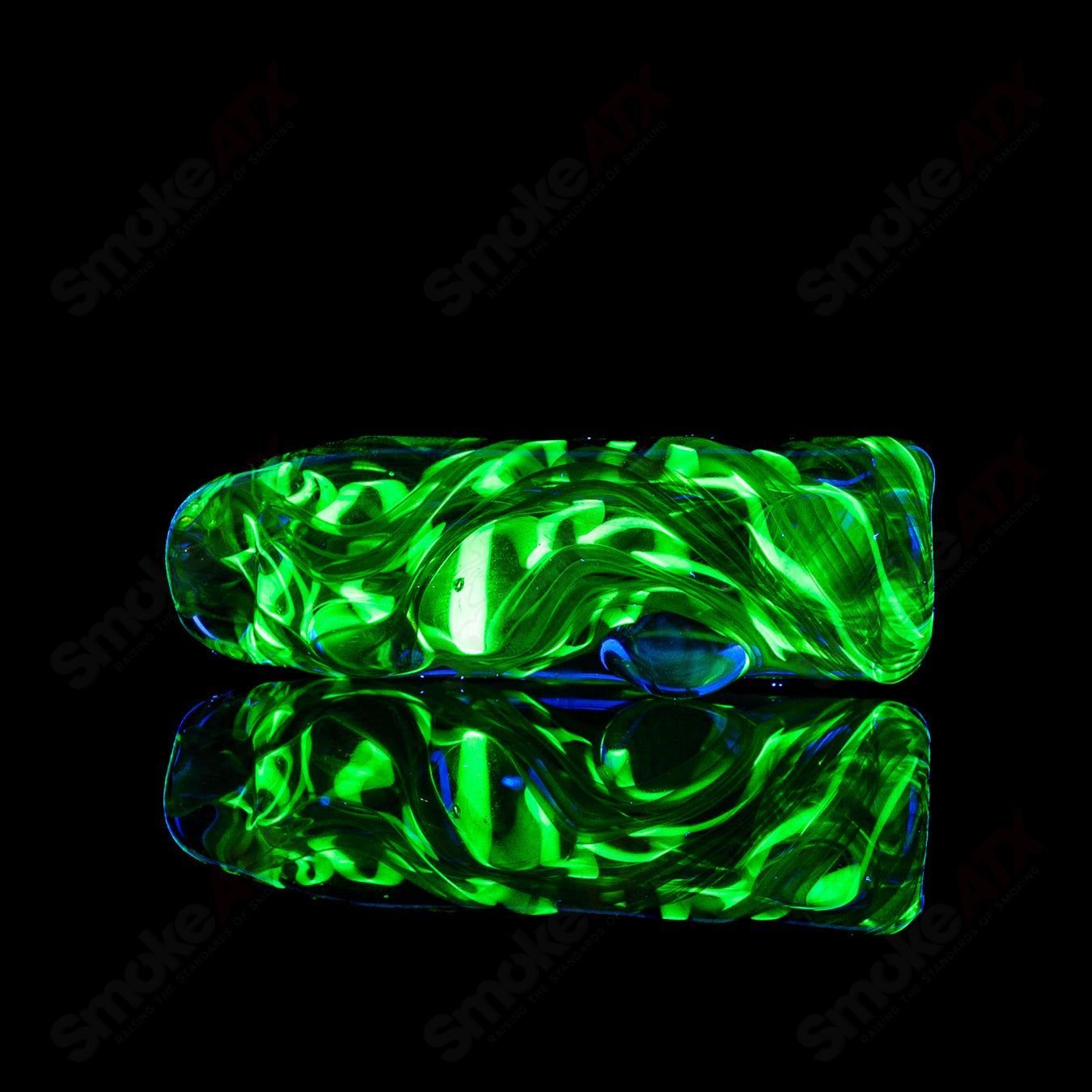 Clear Texas Hot Glass #4 Taster chillum pipe with intricate design, used for smoking, crafted by Texas Hot Glass.