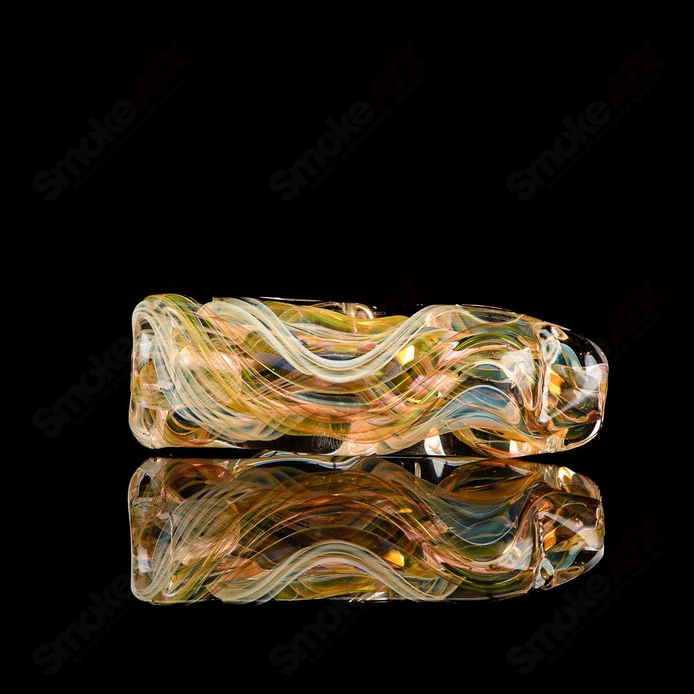 Texas Hot Glass #4 Taster Chillum glass pipe, clear with colorful accents, designed for discreet smoking sessions.