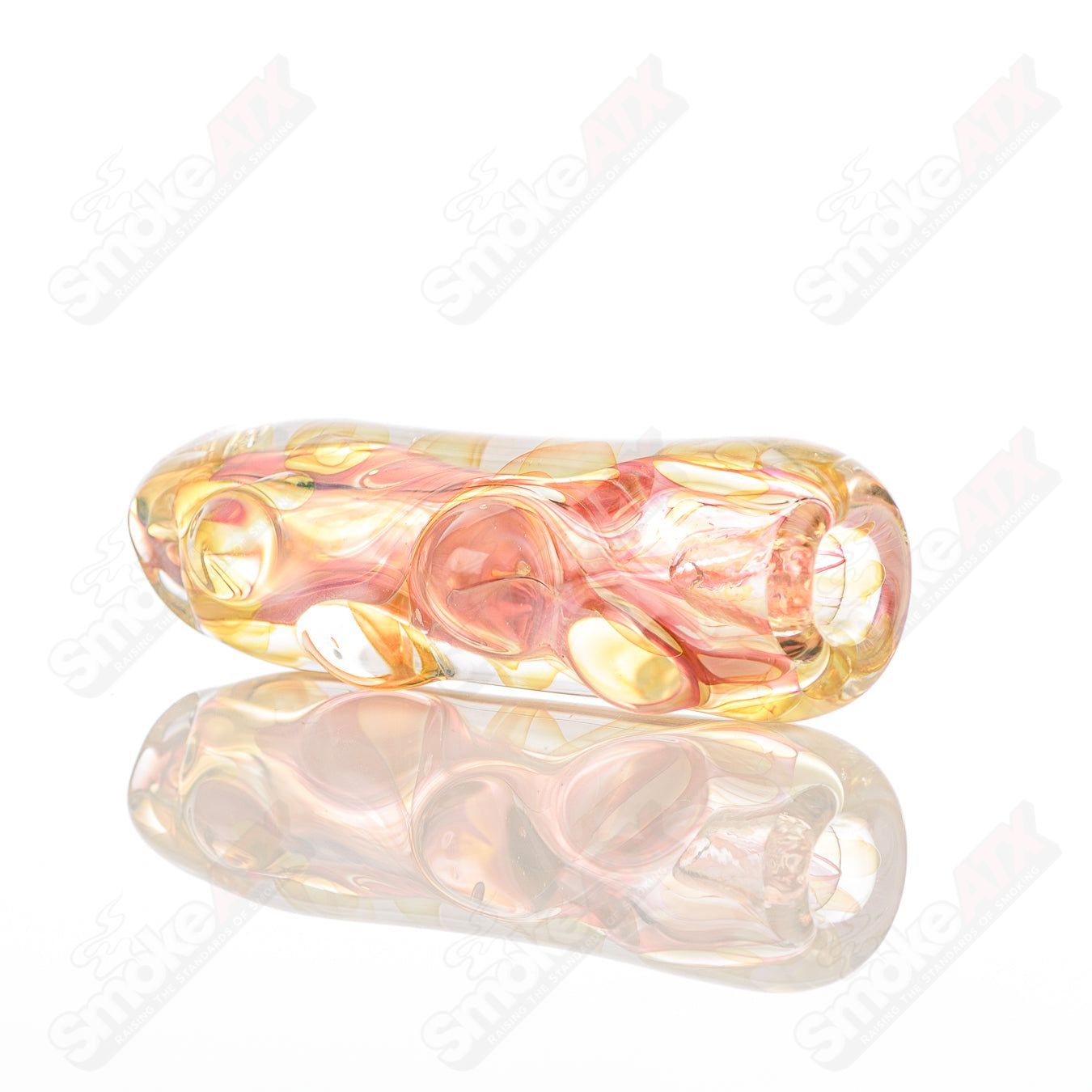 Texas Hot Glass #40 Taster Texas Hot Chillum glass with detailed design and clear glass construction.