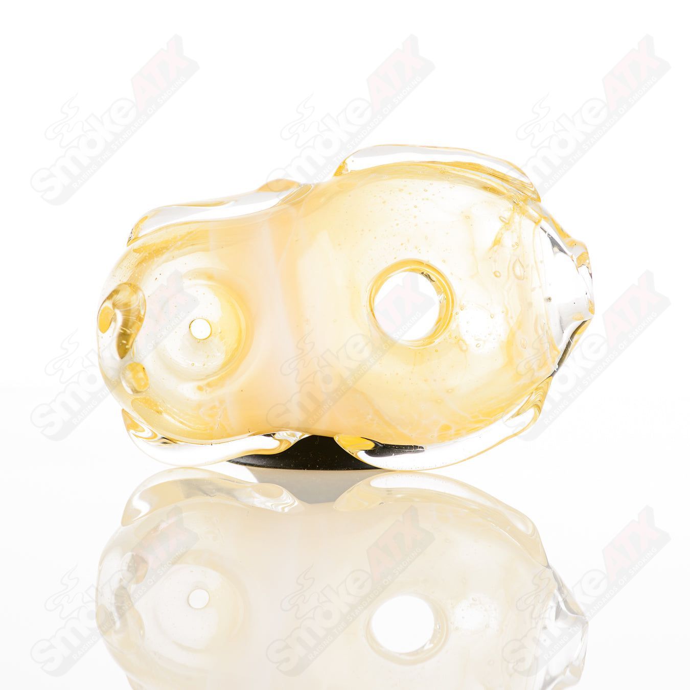 Glass Goddess Pipe by Nobody, handcrafted clear glass pipe with intricate goddess design, perfect for smooth smoking experience.