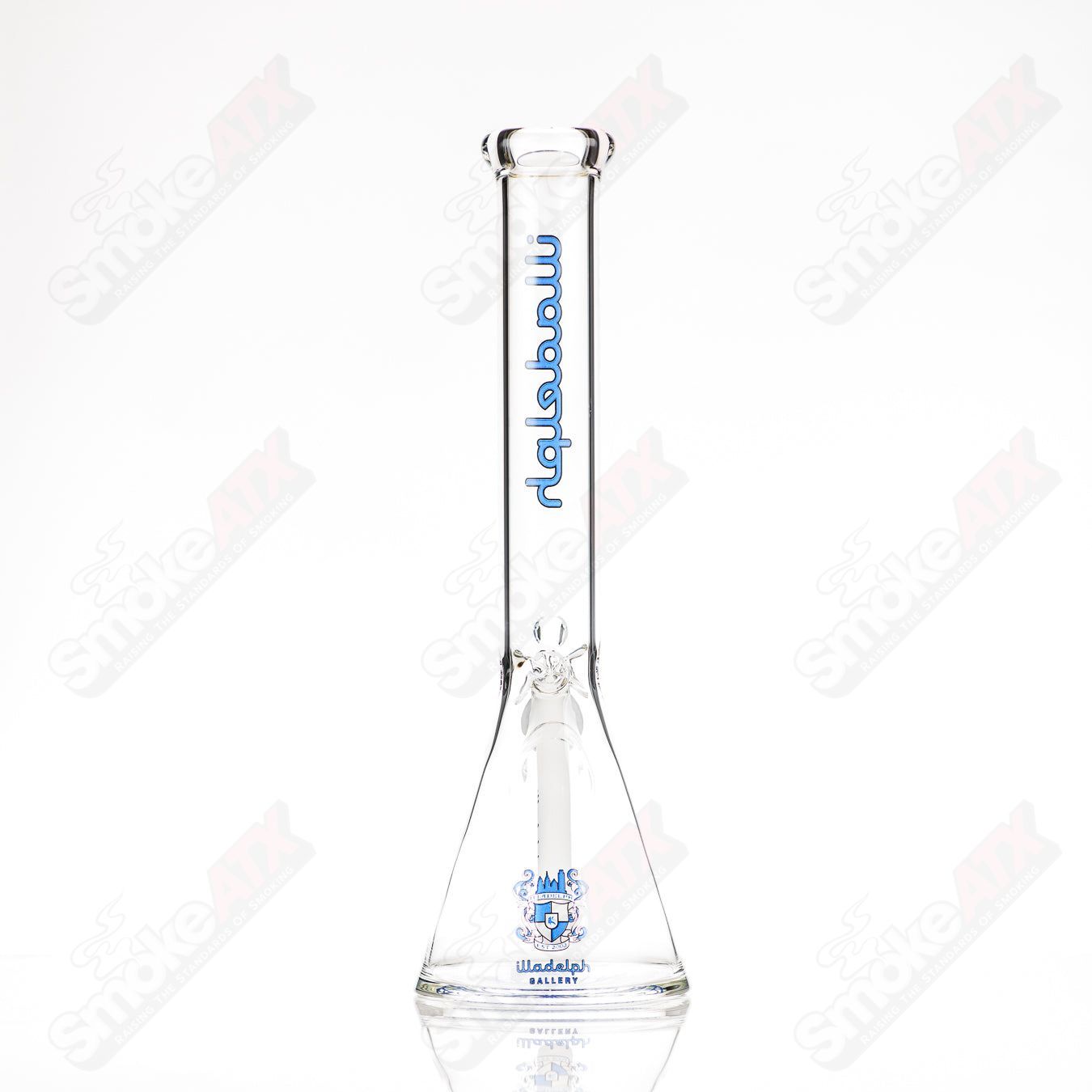 Navy blue 15-inch glass beaker by Illadelph with 45mm diameter, clear glass body, and sturdy base.