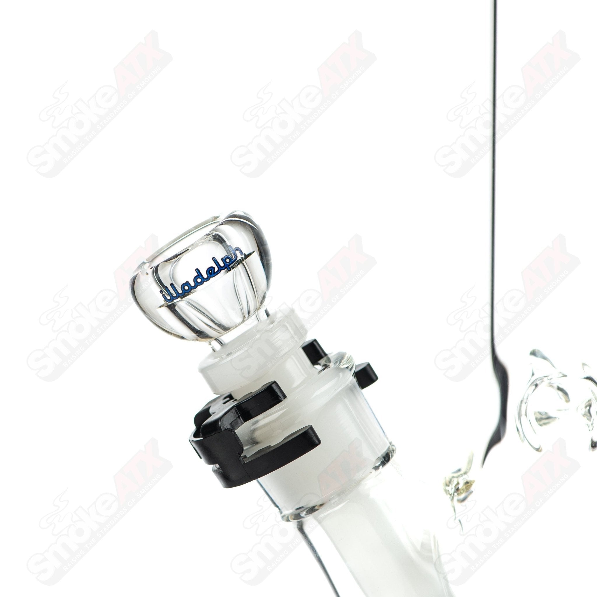 Navy blue 45mm straight glass tube by Illadelph, featuring a sleek design and clear glass accents.