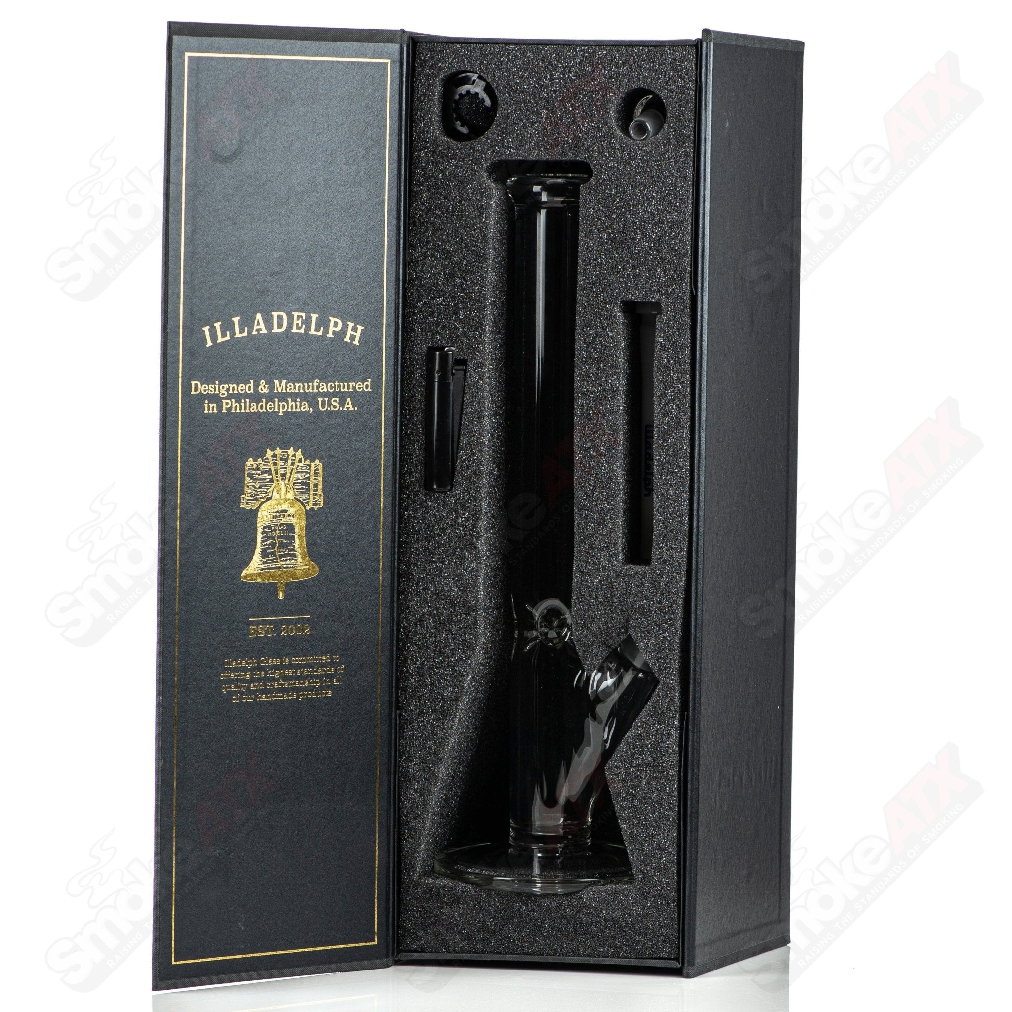 Navy blue 45mm straight glass tube by Illadelph, featuring a sleek straight design and clear glass accents.