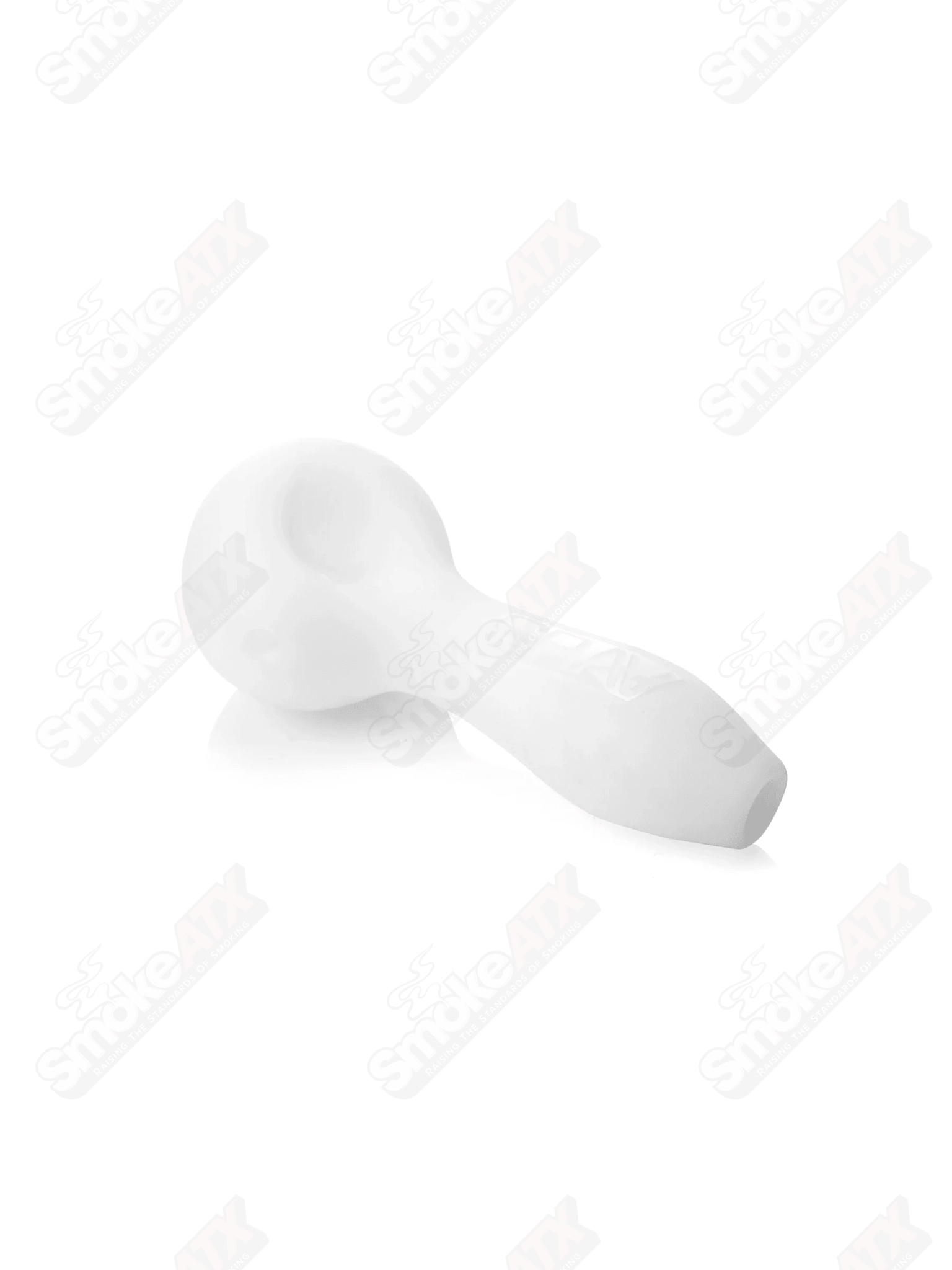 4-inch white sandblasted glass spoon pipe by Grav Labs, featuring a textured surface and classic design.