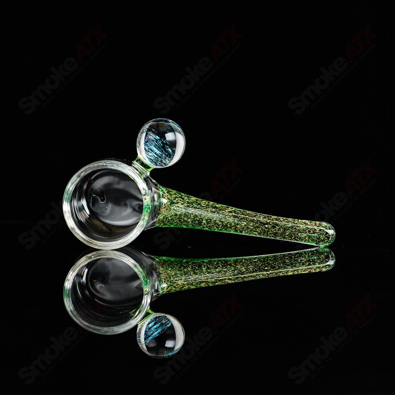 Justin Freeman #5 Dichro Proxy Attachment, a colorful glass accessory with iridescent dichroic finish for jewelry or art projects.