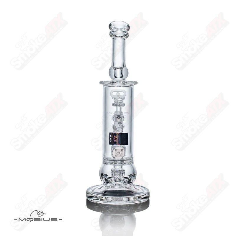 Mobius 50T V5 Stereo Matrix waterpipe glass waterpipe with intricate design and clear glass construction.