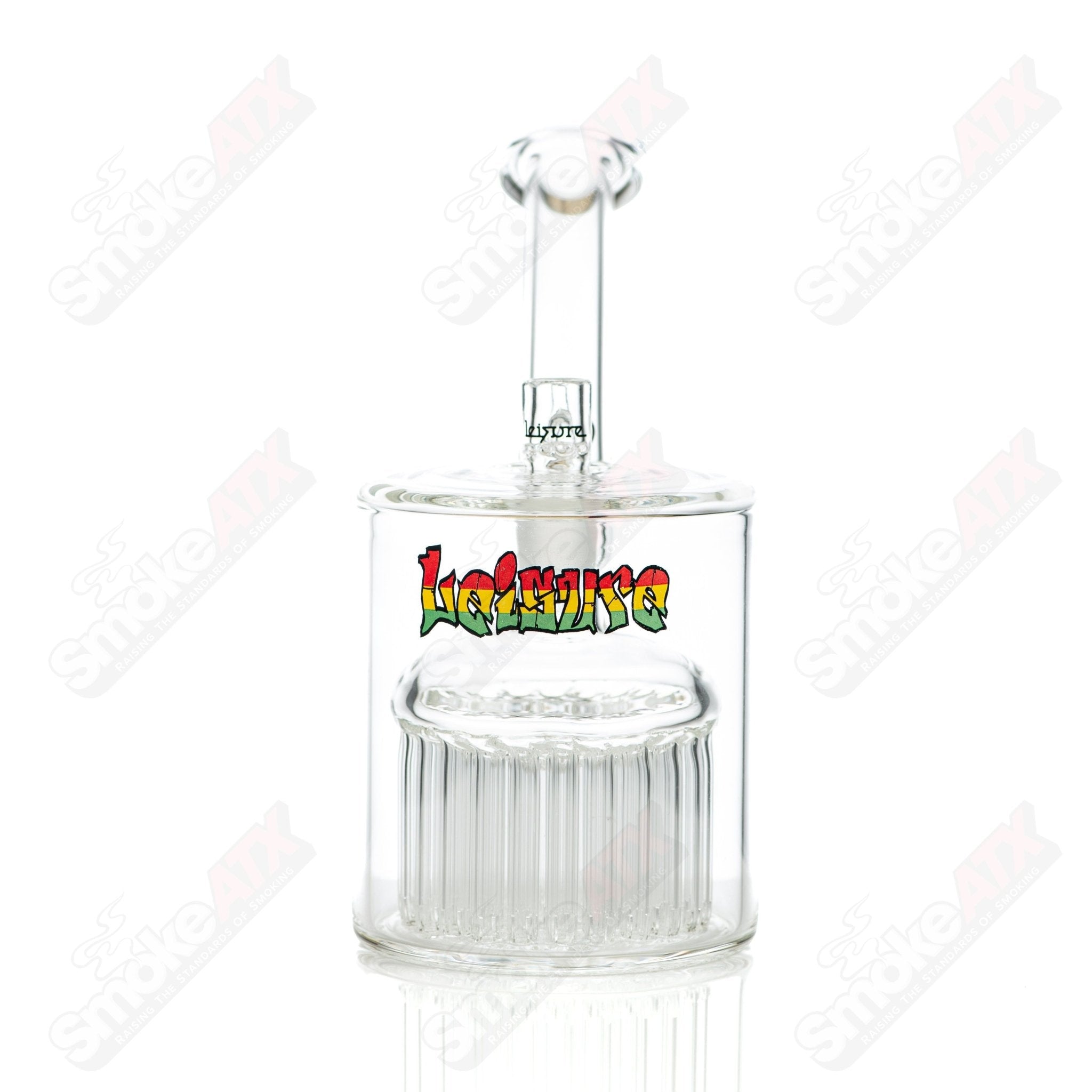 Leisure Glass 54-arm glass bubbler with intricate arm design and clear glass construction for smooth smoking experience.