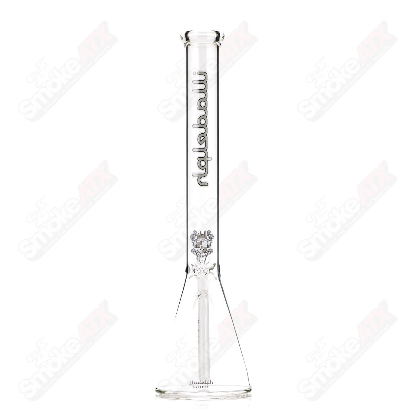 Grey 19-inch medium beaker waterpipe by Illadelph, made of 5mm thick glass with a classic beaker shape.