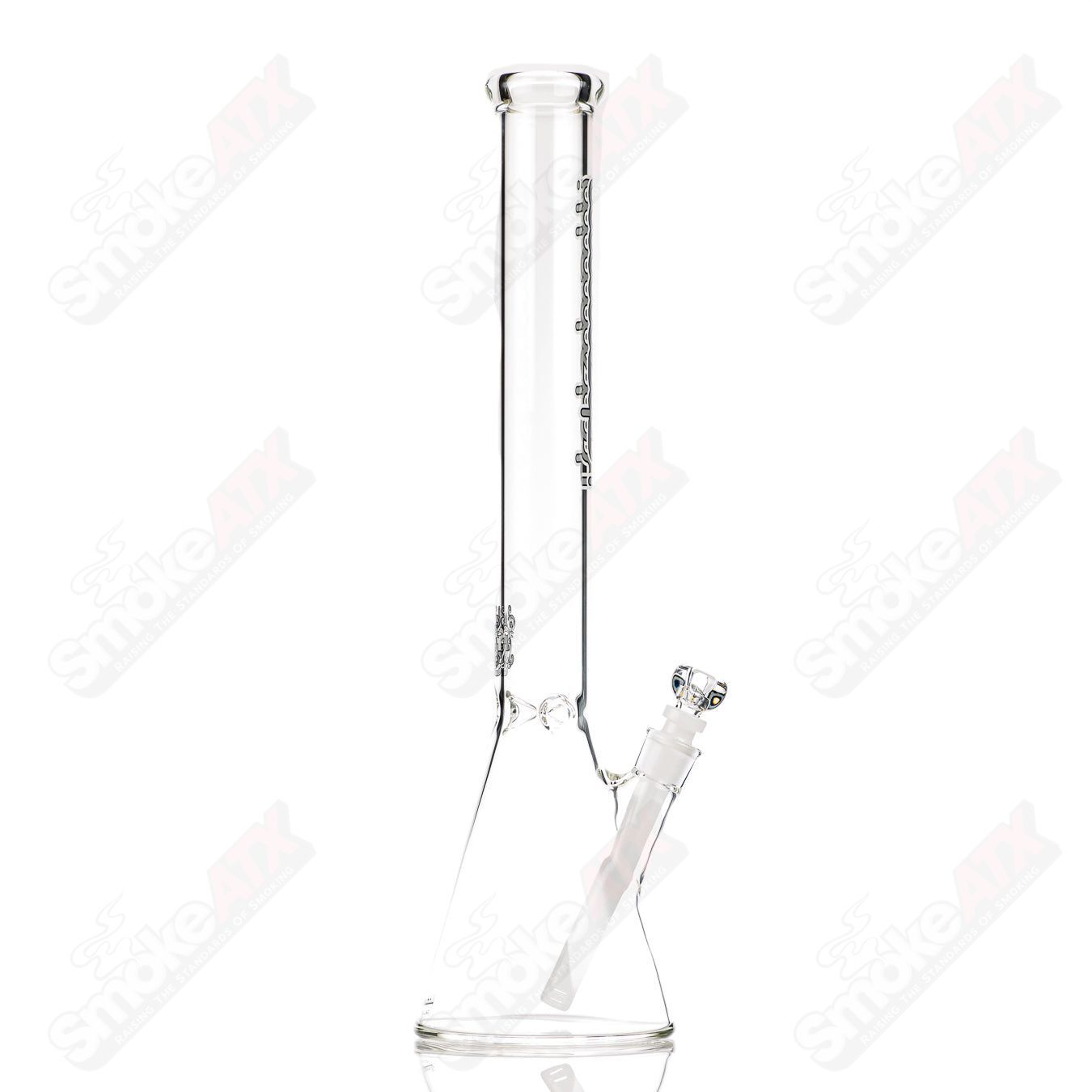 Medium 19-inch grey Illadelph glass beaker waterpipe with 5mm thickness, featuring a sturdy, classic design for smooth smoking sessions.