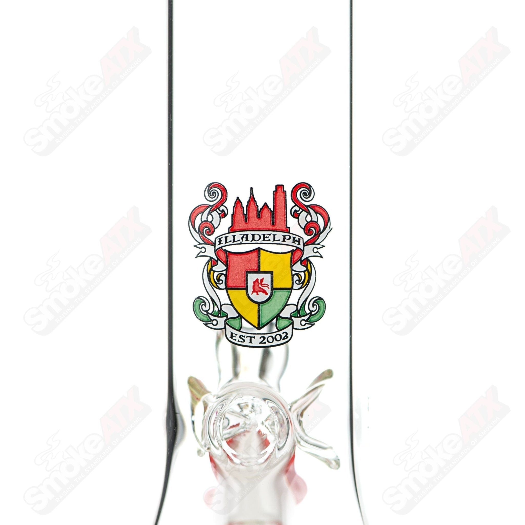 Illadelph 5mm Rasta medium beaker glass bong with colorful Rasta design and sturdy construction.