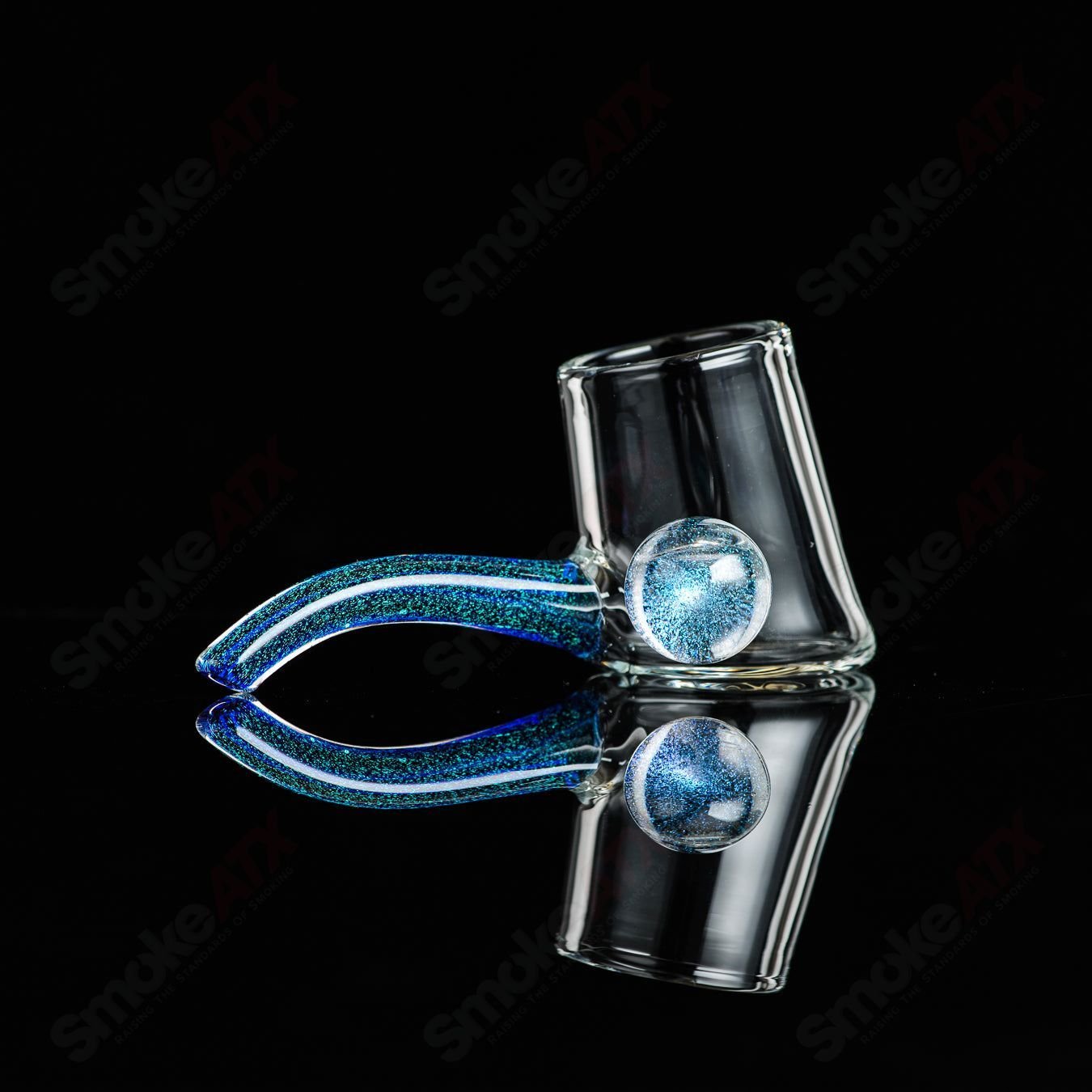 Justin Freeman 6 Dichro Proxy Attachment made of colorful glass, designed as a decorative accessory for glass art projects.