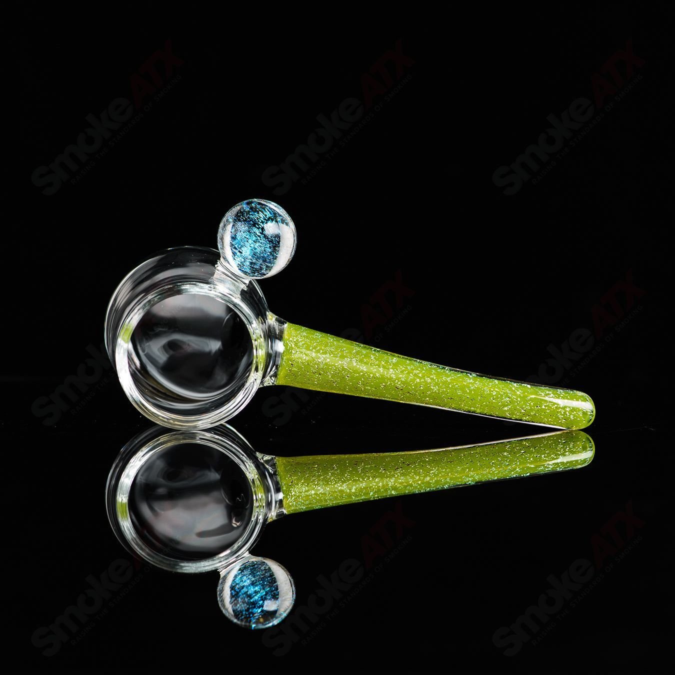 Justin Freeman 7 Dichro Proxy Attachment, glass accessory with iridescent, colorful dichroic finish for artistic glasswork.