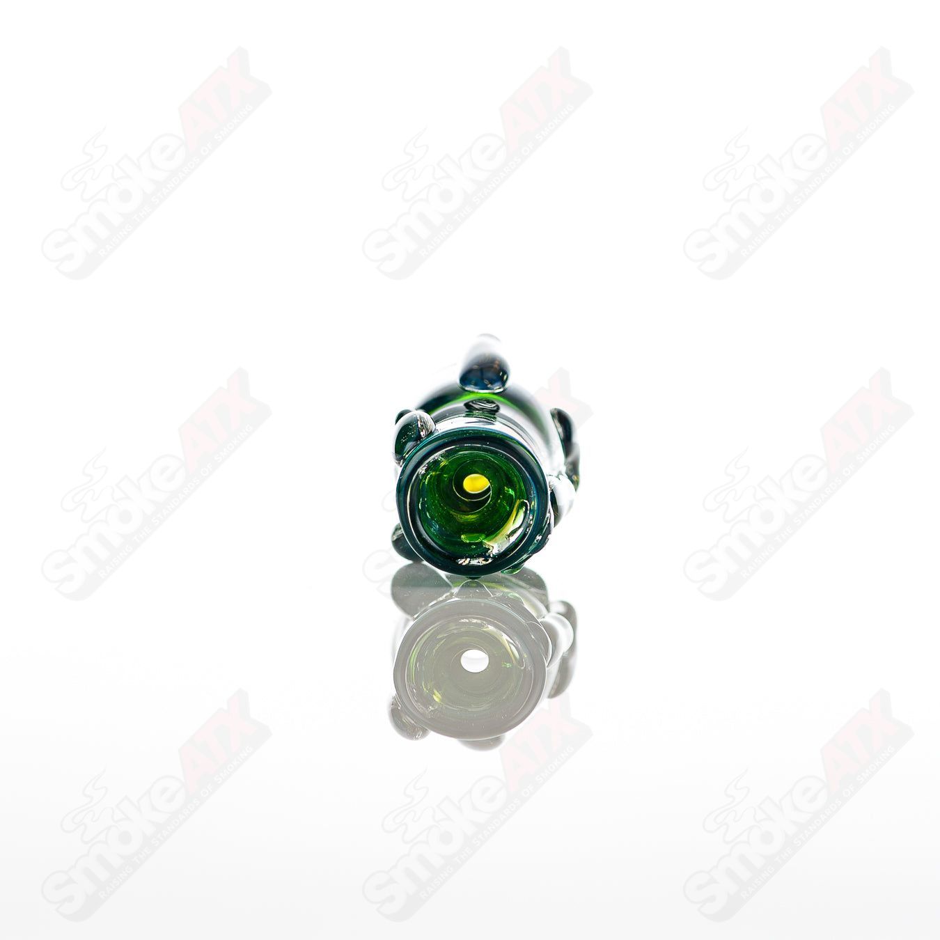 Large glass chillum by Nobody featuring clear glass with intricate design, designed for smooth smoking experiences.