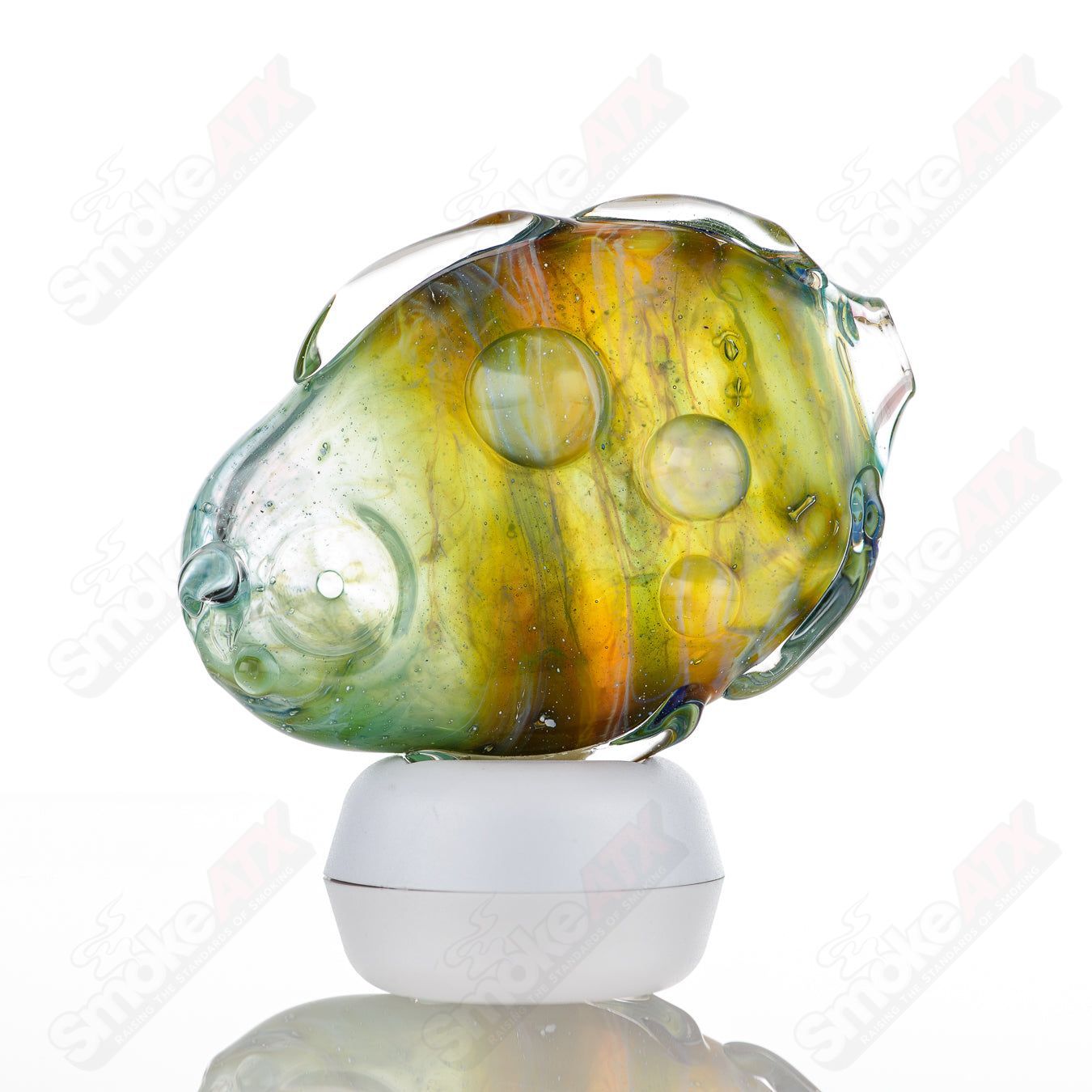 Glass pipe named #8 Goddess by Nobody, featuring a detailed glass design perfect for smoking or display.