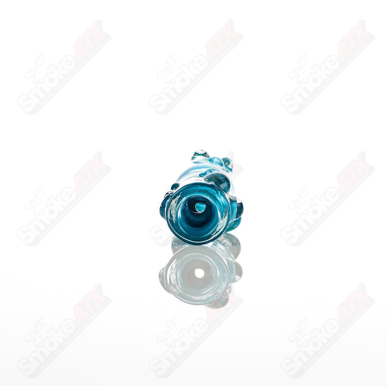 Large #8 Chillum glass pipe by Nobody, clear glass with smooth design, suitable for smoking, showcasing its detailed craftsmanship.