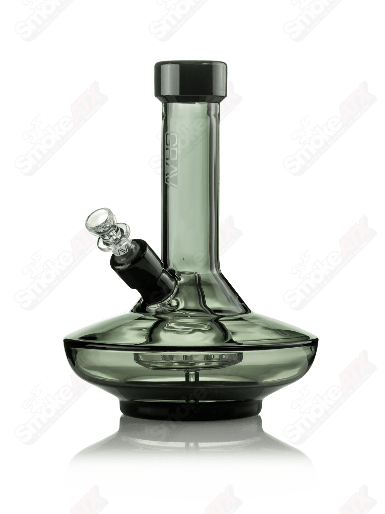 8" Smoke w Black Accents Small Wide Base Water Pipe Grav - Smoke ATX