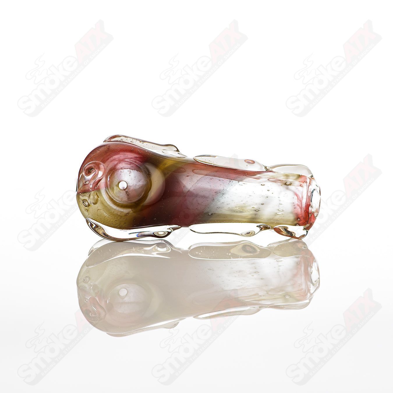 Clear glass #8 spoon pipe by Nobody featuring a smooth, rounded bowl and a straight stem for easy handling.
