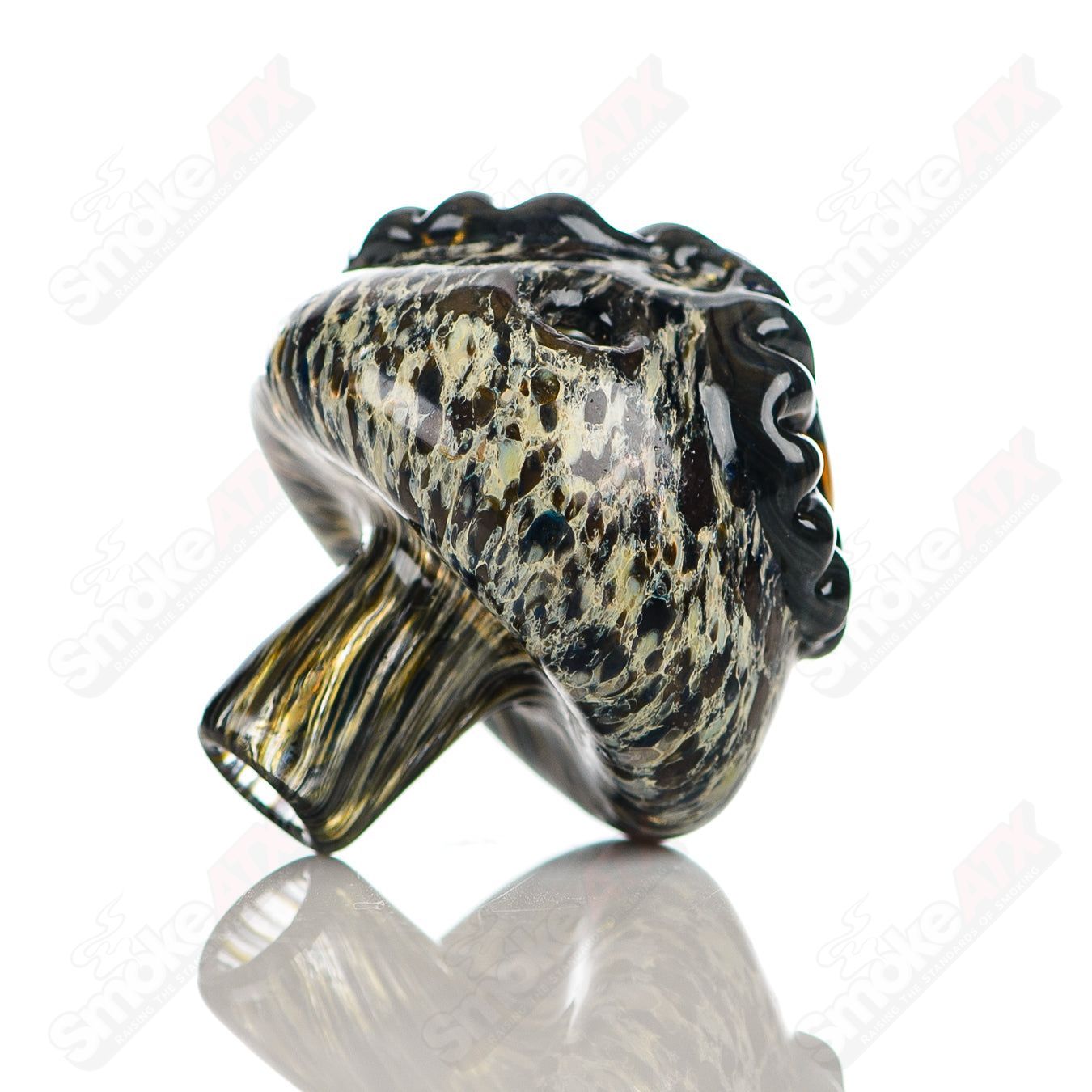 Glass #8 Spotted Owl Carb Cap by Four Winds Flameworks, detailed owl design for concentrate vaporization.