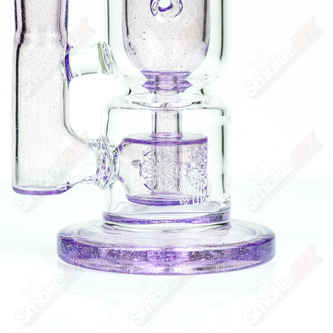 8-inch Fat Boy Glass Taurus Incycler rig with 14mm joint, featuring an hourglass and Taurus design for smoking or dabbing.