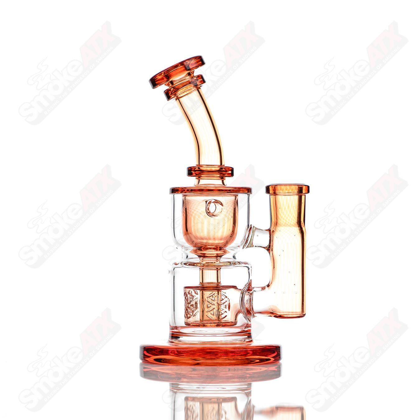 8-inch Fat Boy Glass Hourglass Taurus Incycler rig with 14mm joint and sun stone design, featuring vibrant glass artwork.