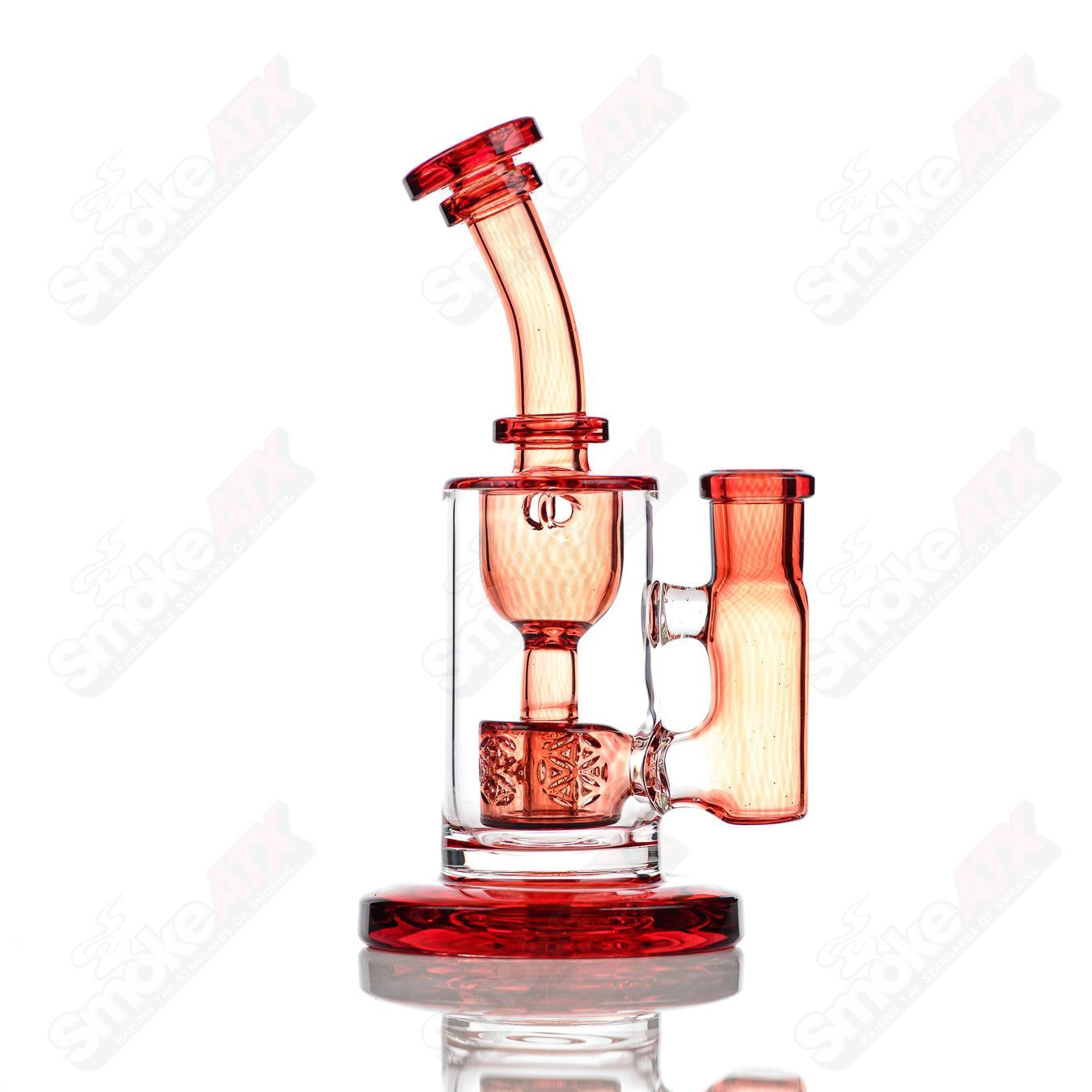 8-inch Fat Boy Glass Taurus Incycler Fat Boy Rig with Pomegranate design, 14mm joint for dabbing and concentrates.
