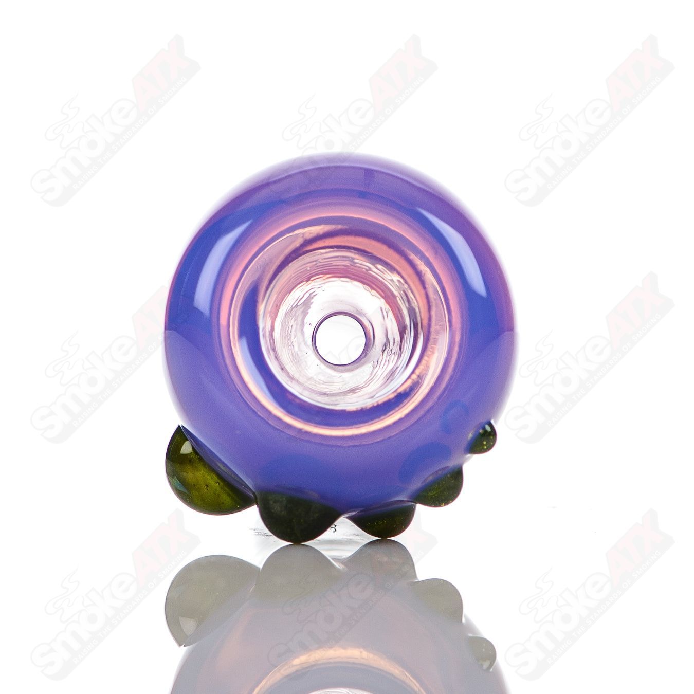 Colorful 18mm Dustorm Glass push slide bowl for smoking, featuring vibrant full-color design and clear glass construction.