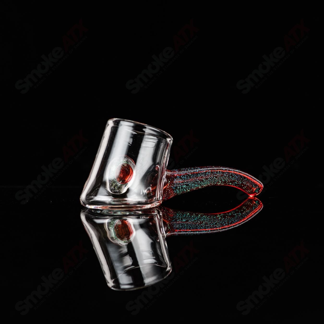 Justin Freeman 9 Dichro Proxy Attachment made of glass, showcasing colorful dichroic glass with intricate design details.
