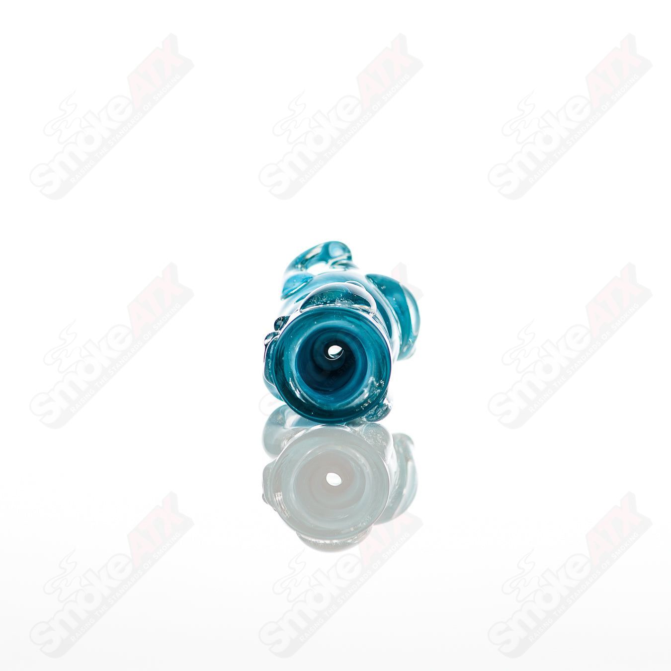 Large Glass Chillum by Nobody, clear glass smoking pipe with a simple cylindrical design and rounded mouthpiece.