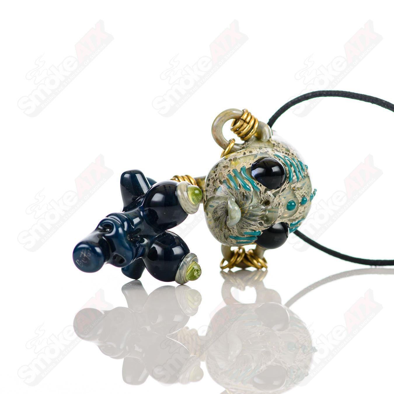 Bufo Alien Bondage Slave Pendant made of heady glass, featuring an intricate alien design with bondage-themed details.