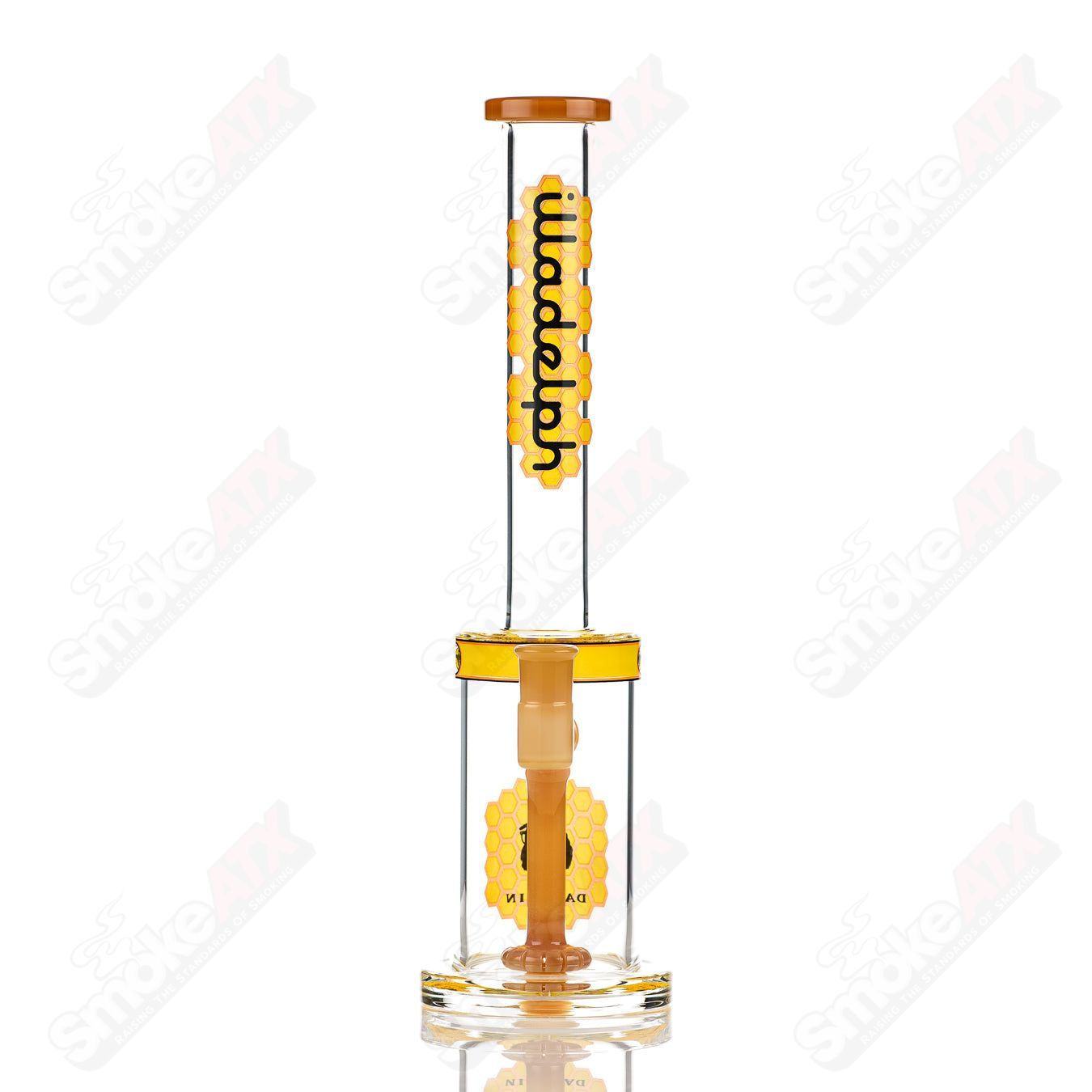 Illadelph Honeycomb Straight Tube Rig with glass waterpipe design and intricate honeycomb pattern for smooth hits.